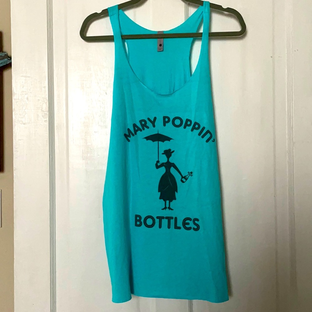 ‘Mary Poppin’ Bottles’ Blue Racerback Tank Top